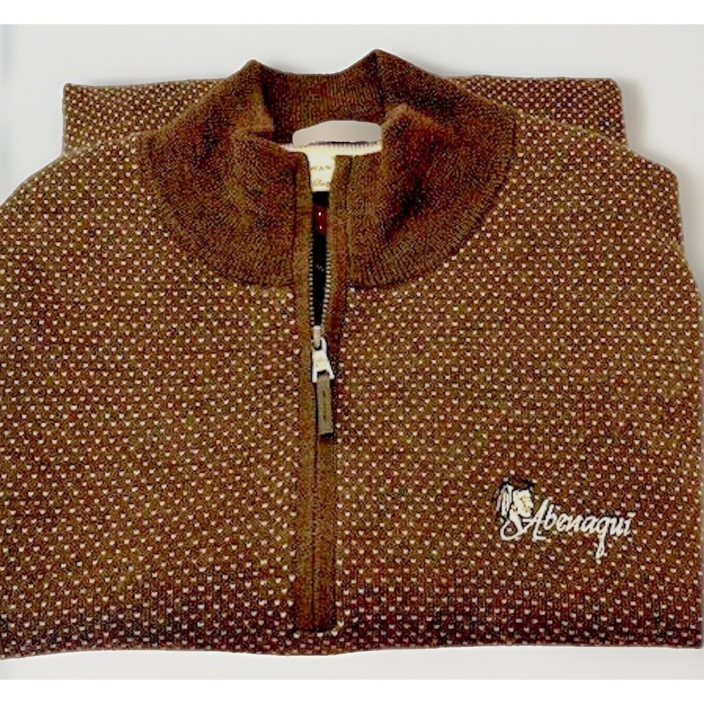 Fairway Greene Mens Golf Vest Brown Knit Club Logo Abenaqui NH Rare Preppy Retro